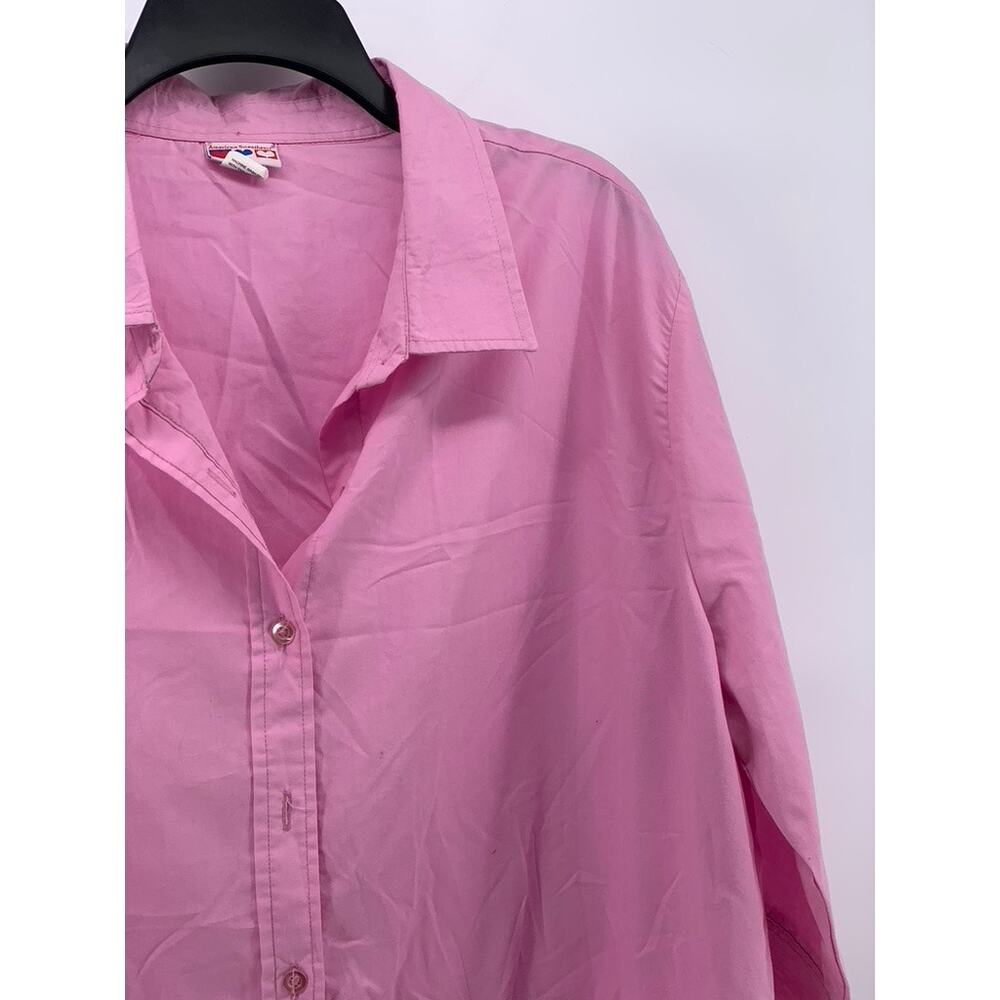 AMERICAN SWEETHEART Women's Vintage Bubblegum Pink Button-Up 3/4 Sleeve Top SZXL - Picture 3 of 9